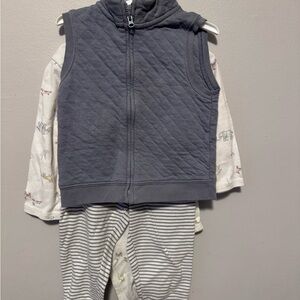 Carter's Gray Quilted Vest with Striped Pajama Set